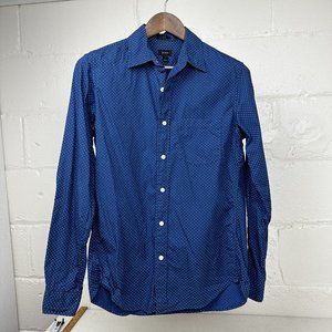 Mens J Crew - Button Up Shirt - Size Small Slim Fit - Blue White Micro Polka Dot